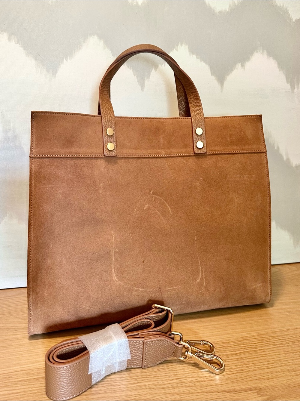 Mark & Graham Large Essential Suede Tote Bag, Chestnut